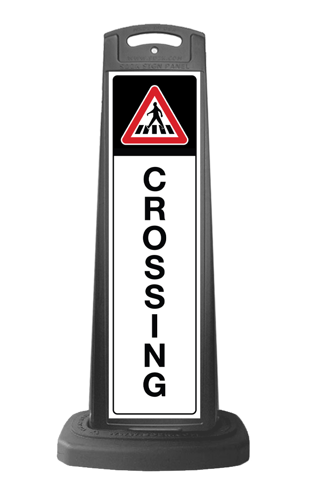 Black Vertical Sign - Pedestrian Crossing Message