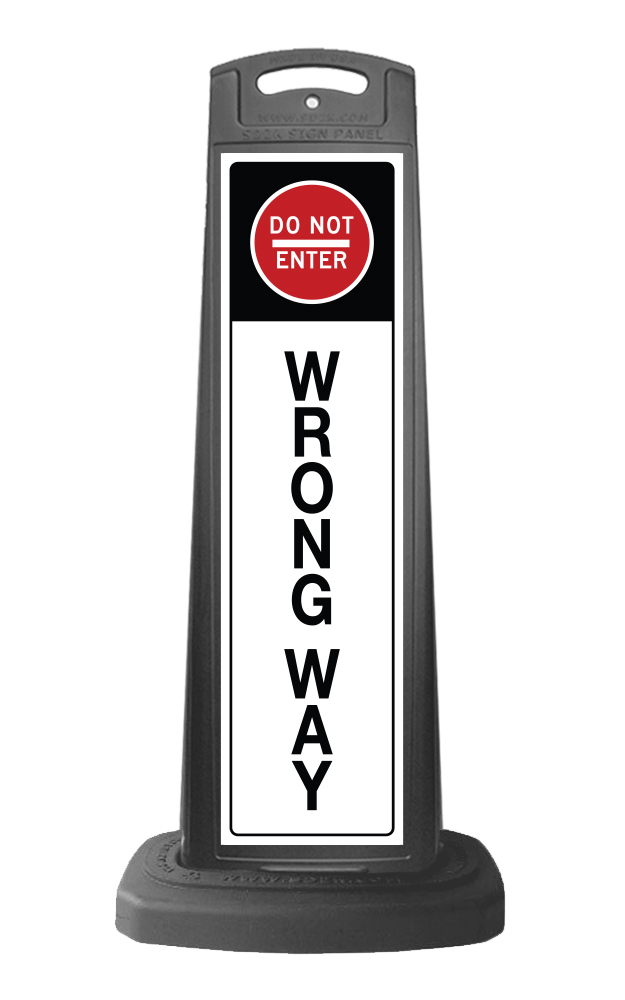 Valet Black Vertical Sign - Do Not Enter & Wrong Way Message  
