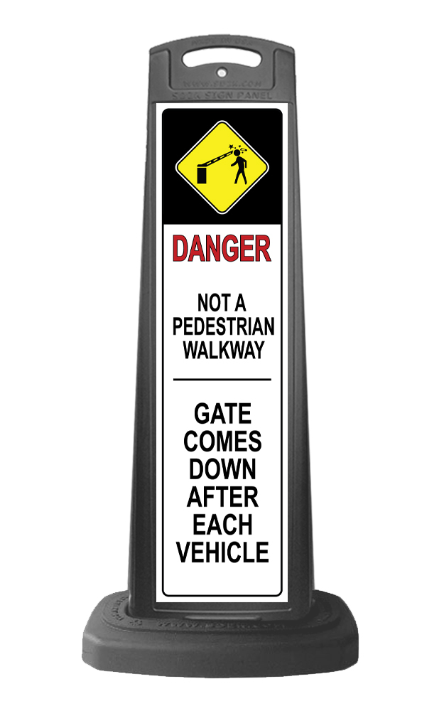Danger Black Vertical Sign - Gate Arm Warning Message