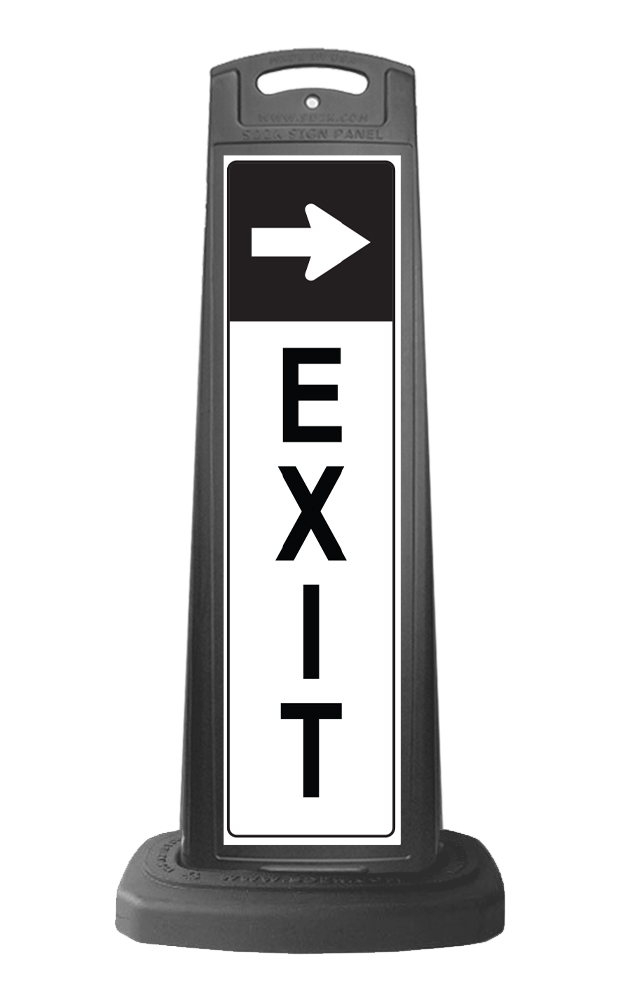 Valet Black Vertical Sign - EXIT & Arrow Message