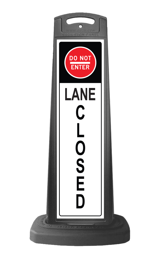 Lane Closed Black Vertical Panel