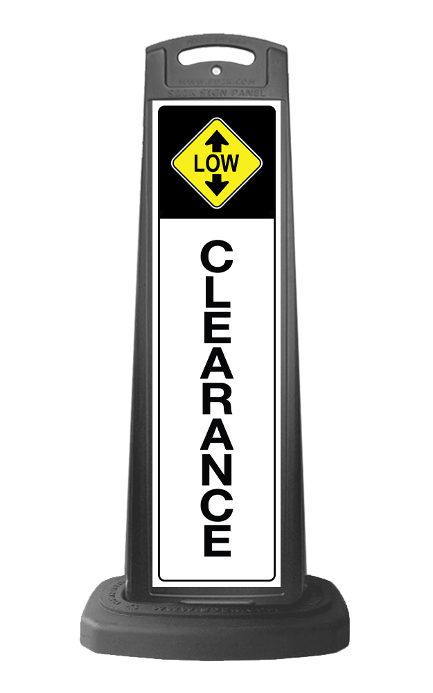 Black Vertical Sign - Low Clearance Message
