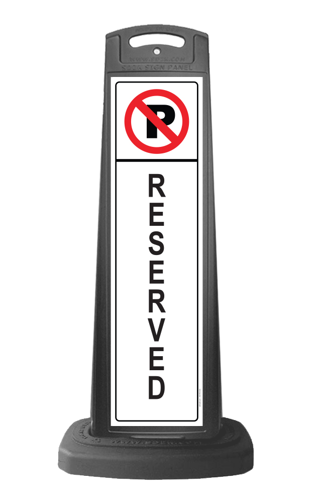 Valet Black Vertical Sign - No Parking & Reserved Message