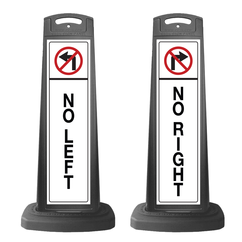 Valet Black Vertical Sign - No Left/No Right Message