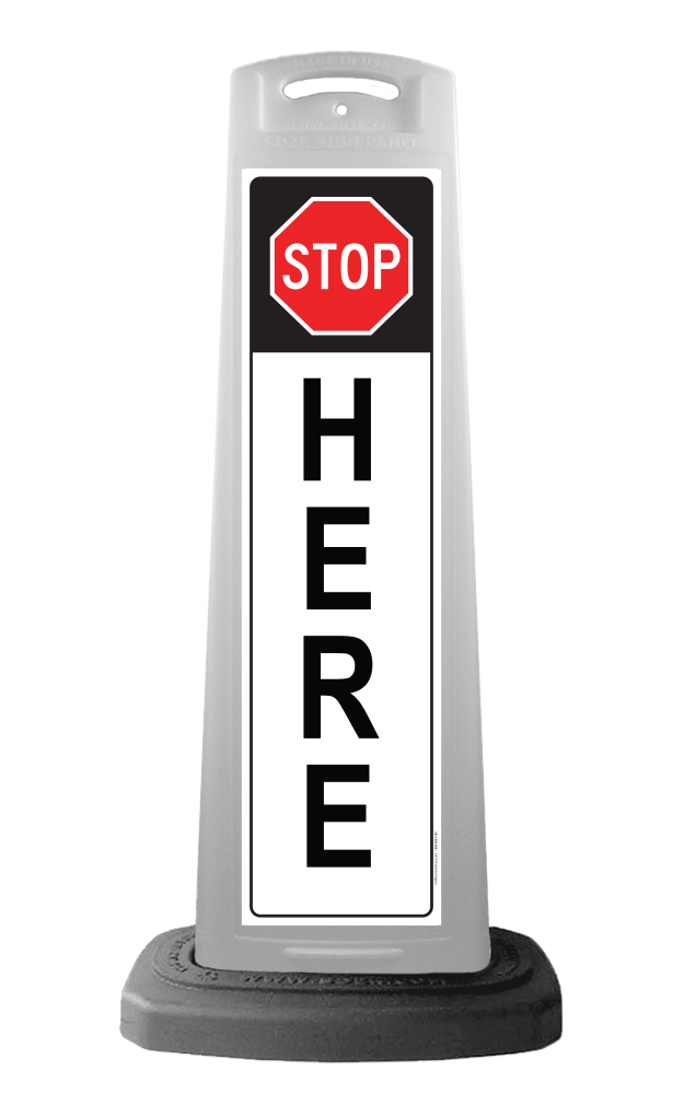 Valet White Vertical Panel w/Stop Here Reflective Sign P10