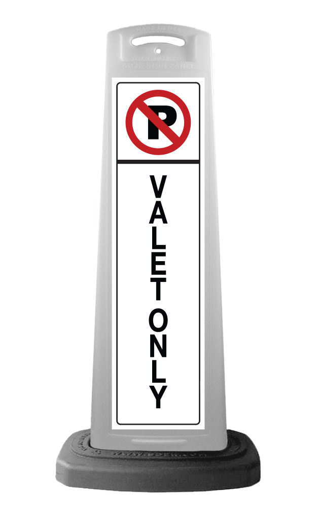 White Vertical Sign - No Parking Valet Only Message