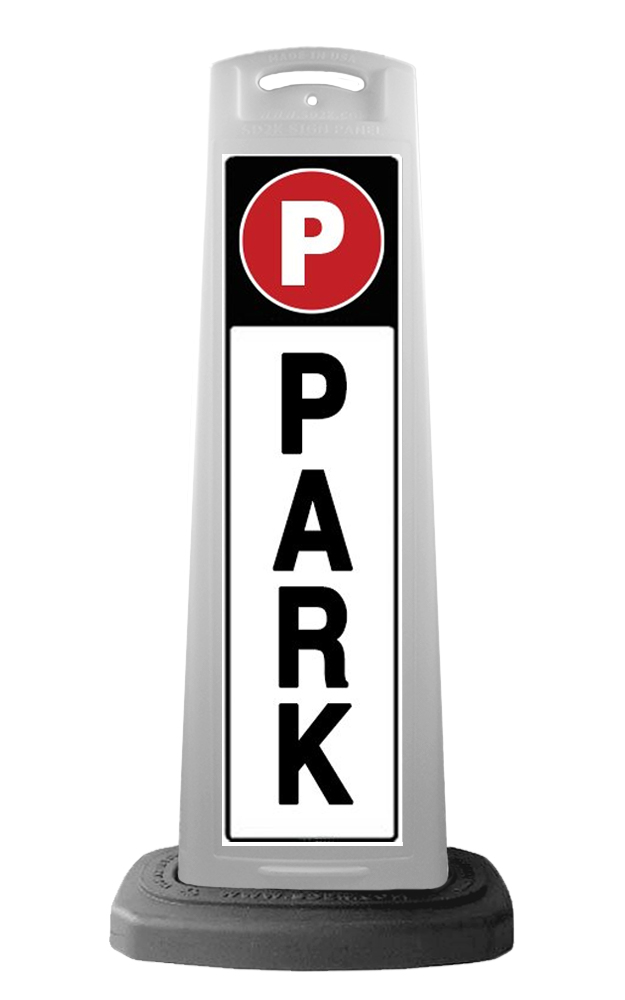 Valet White Vertical Panel w/PARK Reflective Sign P1