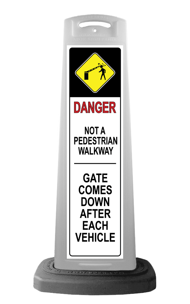 Danger White Vertical Sign - Gate Arm Warning Message