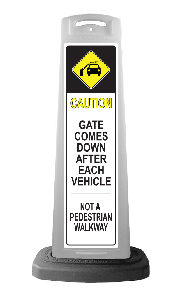 Caution White Vertical Sign - Gate Arm Warning Message