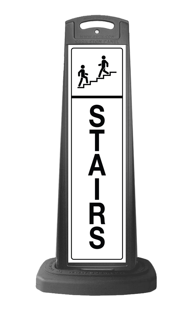Black Vertical Sign - Stairs Message