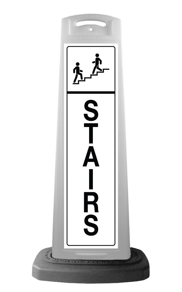 White Vertical Sign - Stairs Message