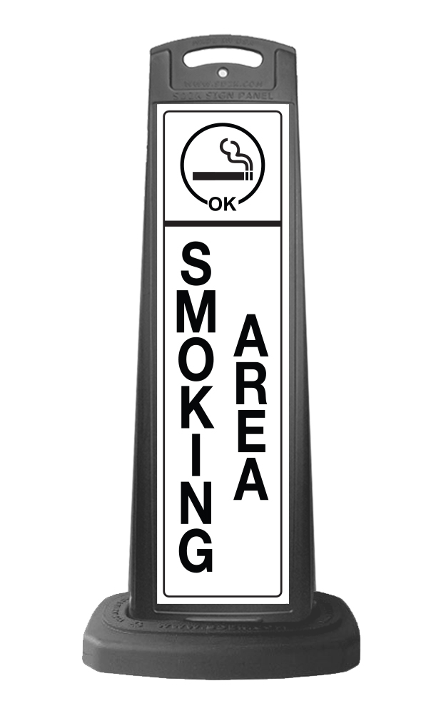 Black Vertical Sign - Smoking Area Message