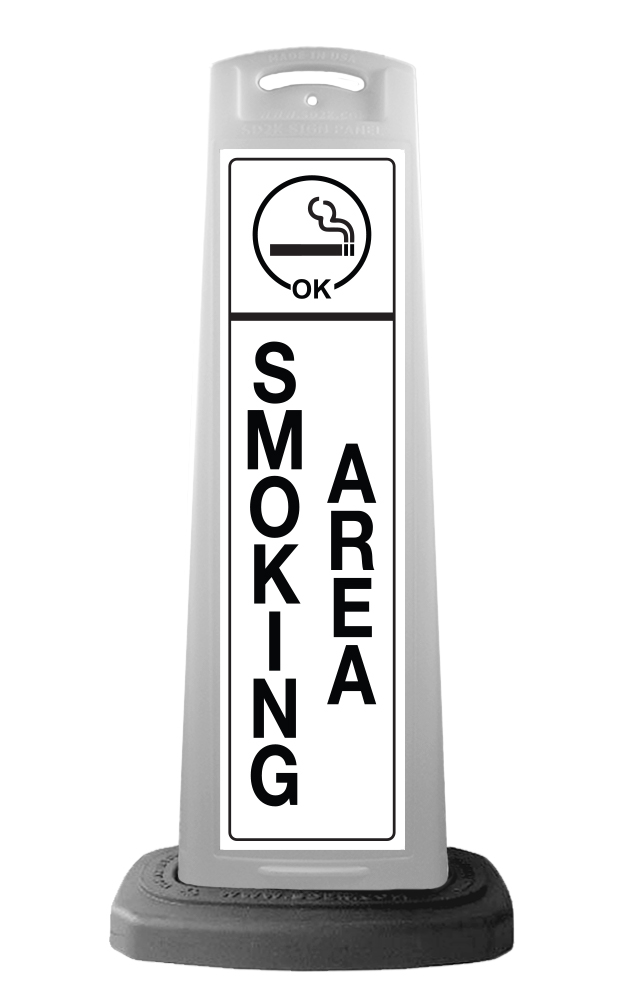 White Vertical Sign - Smoking Area Message