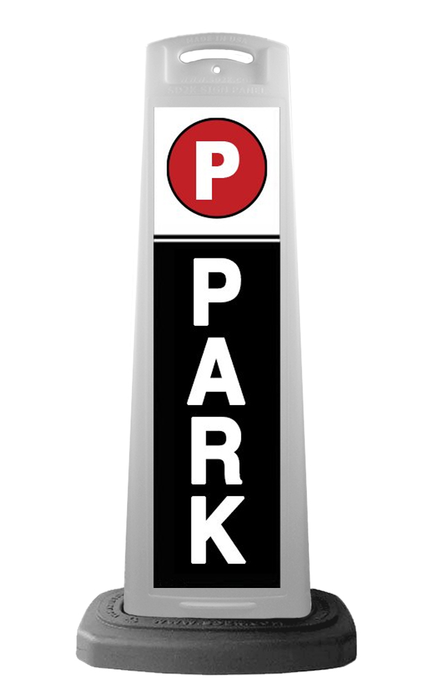 Valet White Vertical Panel w/PARK Reflective Sign P3