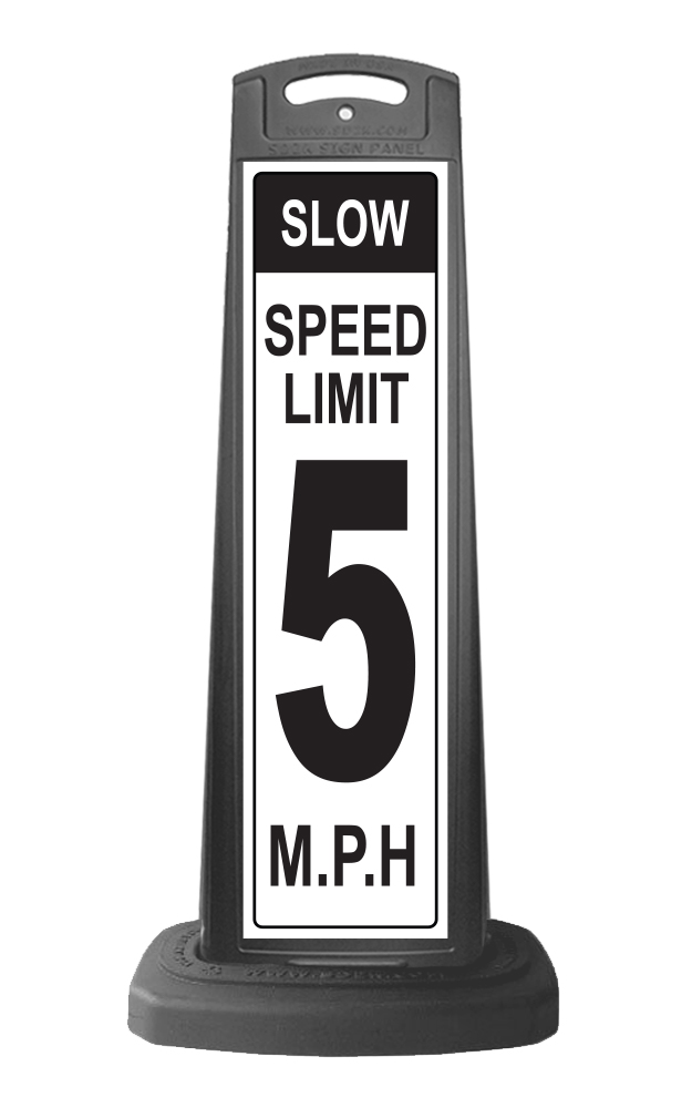 Black Vertical Sign - Slow Speed Limit Message