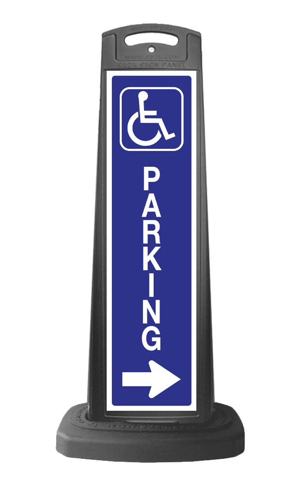 Black Vertical Sign - Handicap Parking Message
