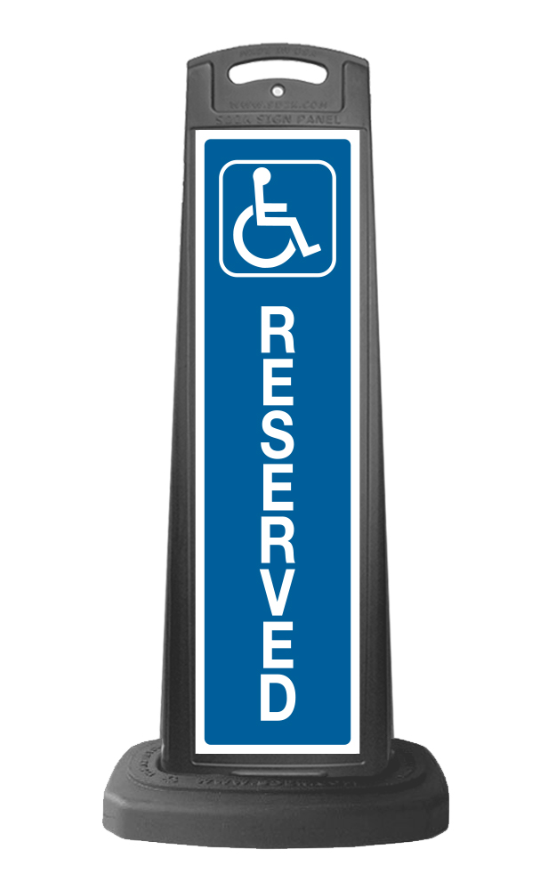 Black Vertical Sign - Handicap Reserved Message