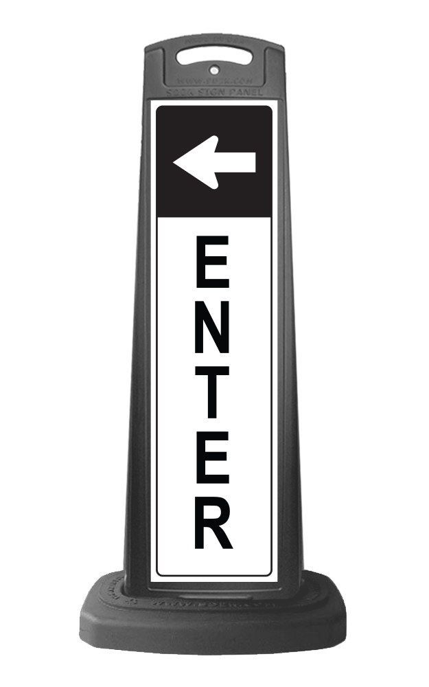 Black Vertical Sign - Enter & Arrow Message