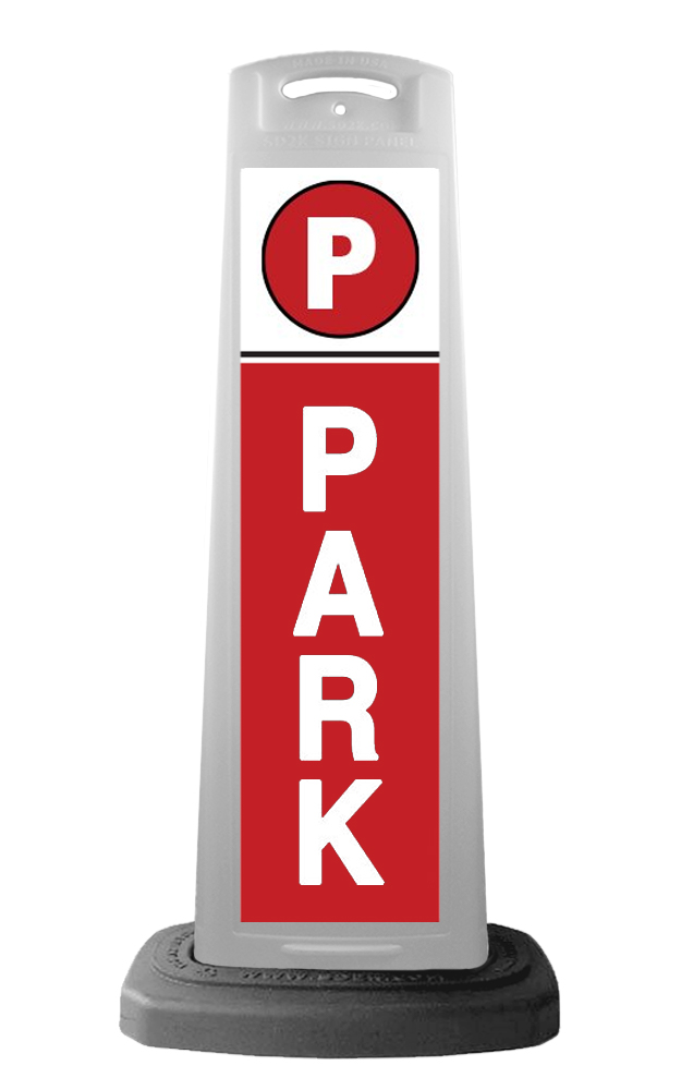 Valet White Vertical Panel w/Red Background & PARK Sign P6