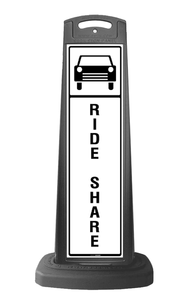 Black Vertical Sign - Ride Share Message