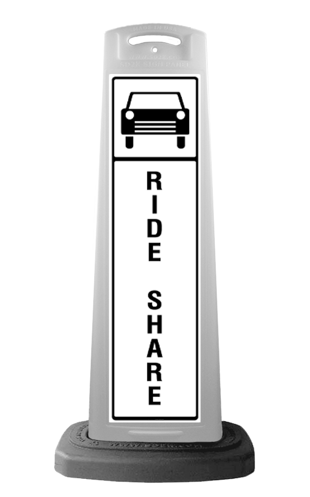 White Vertical Sign - Ride Share Message
