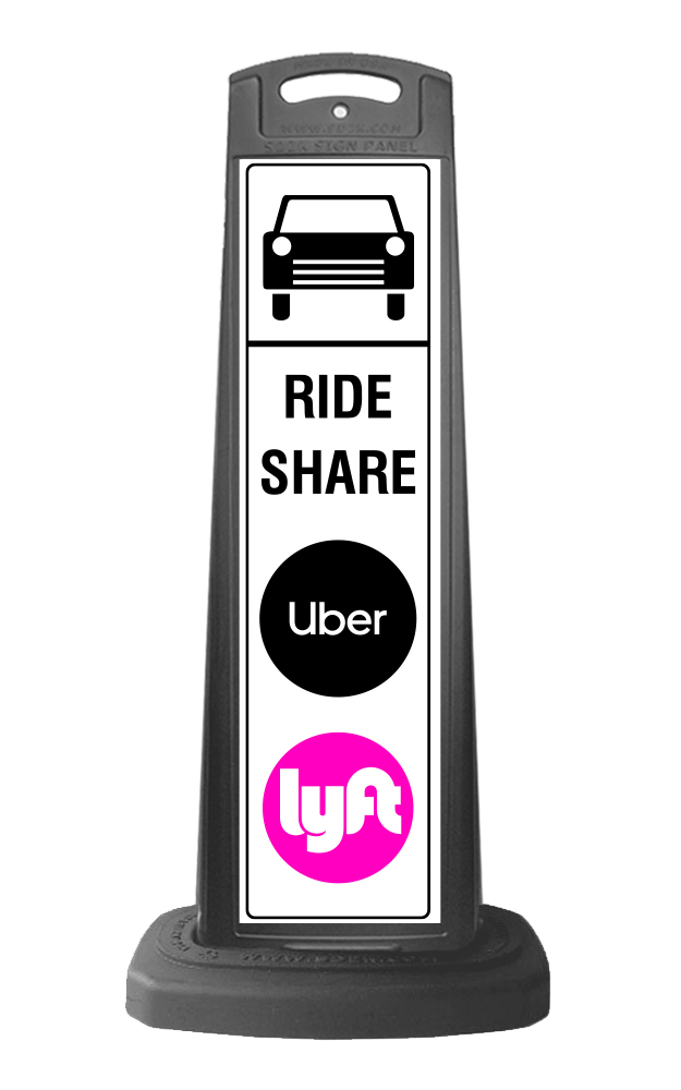 Black Vertical Sign - Ride Share Logo Message