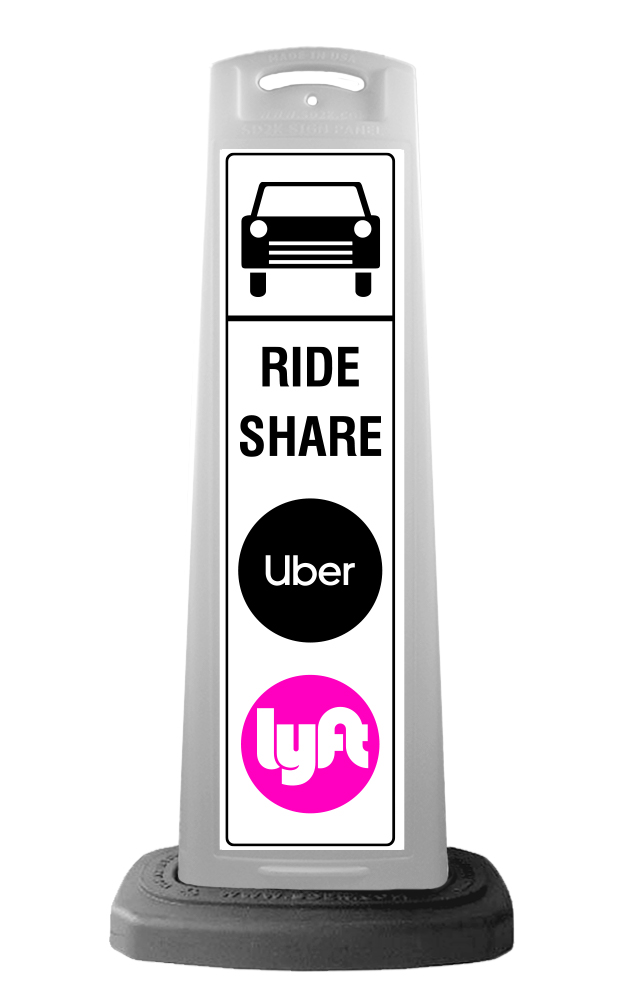 White Vertical Sign - Ride Share & Logos Message