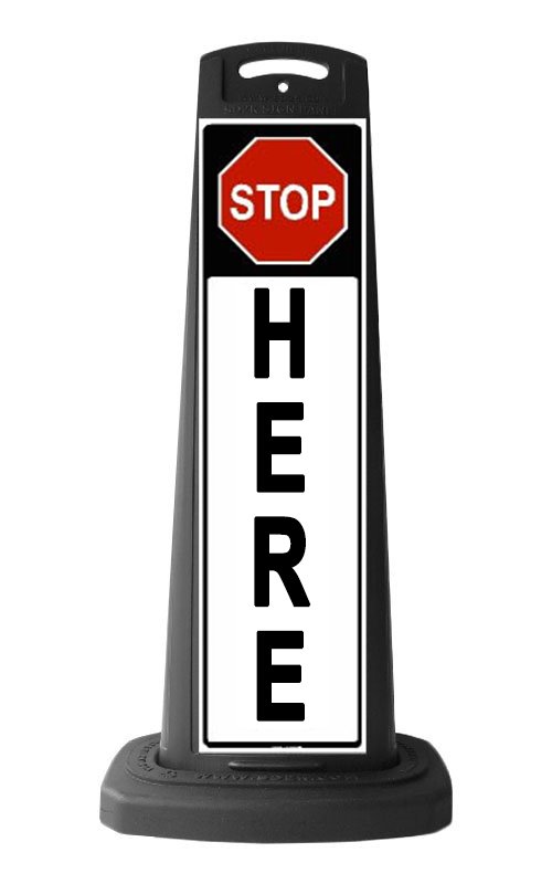 Valet Black Vertical Sign - Stop Here Message