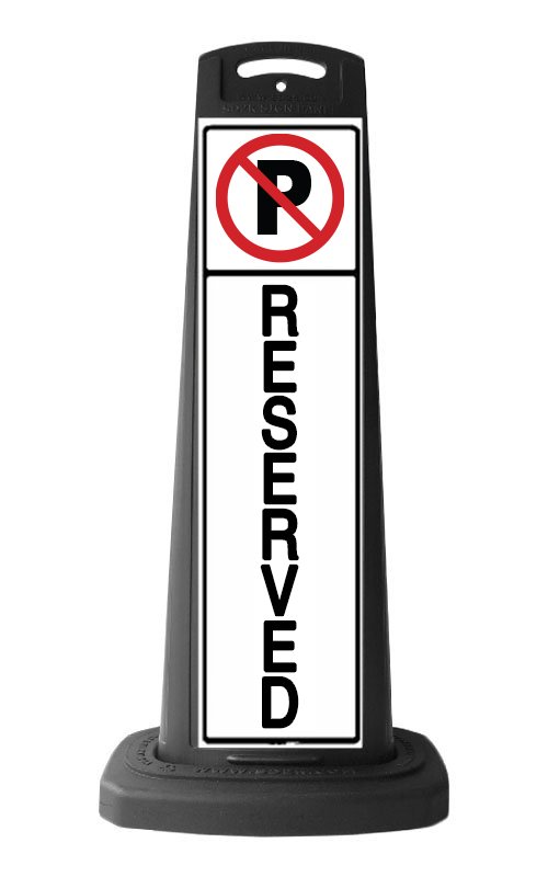 Valet Black Vertical Sign - No Parking & Reserved Message