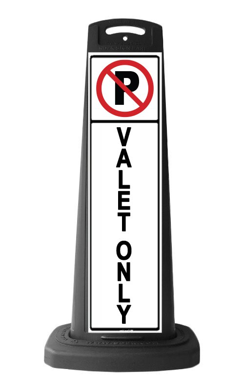 Valet Black Vertical Sign - No Parking & Valet Only Message