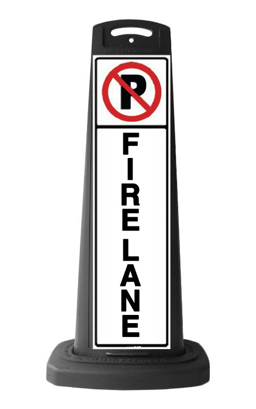 Valet Black Vertical Sign - No Parking Fire Lane Message