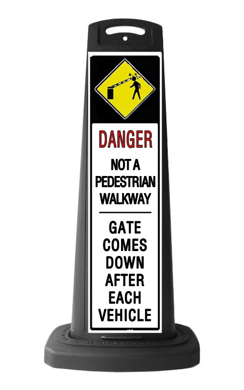 Danger Black Vertical Sign - Gate Arm Warning Message