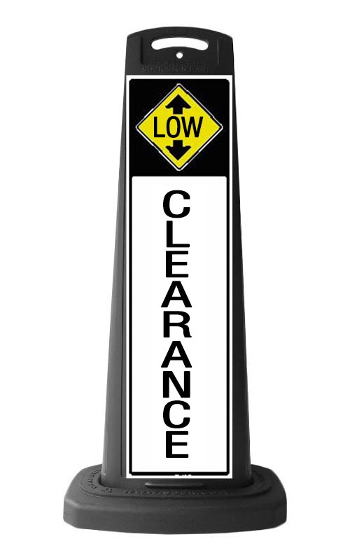 Black Vertical Sign - Low Clearance Message