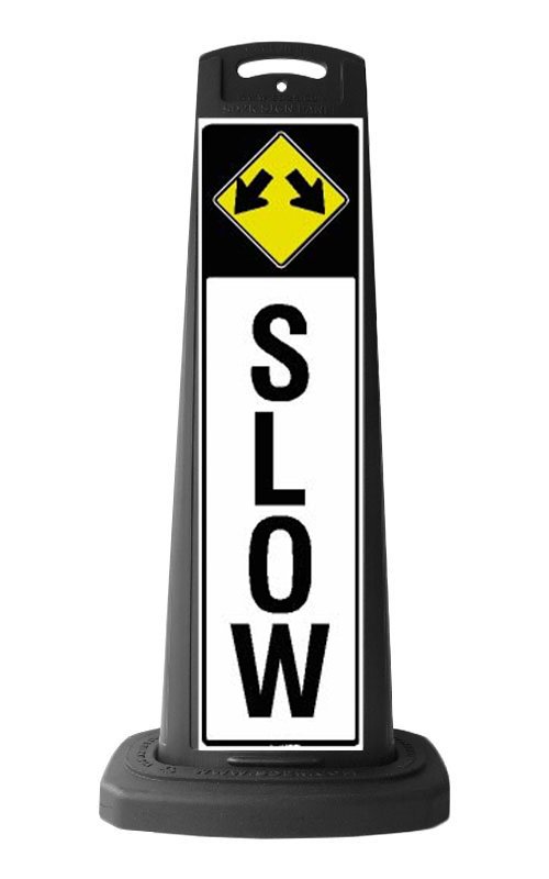 Black Vertical Sign - Slow & Arrows Message