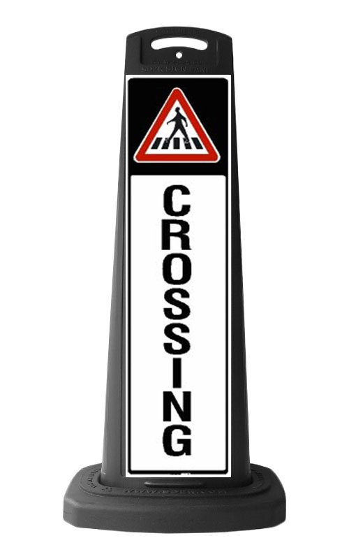 Black Vertical Sign - Pedestrian Crossing Message
