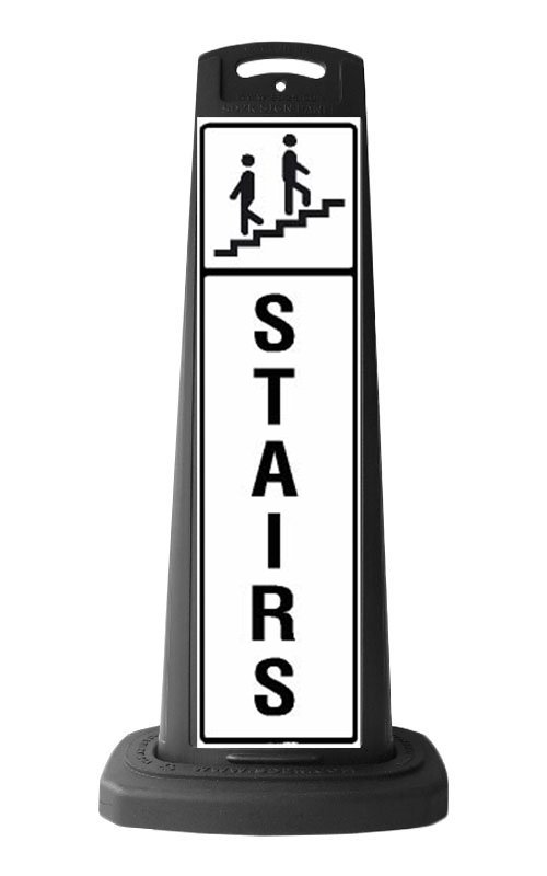 Black Vertical Sign - Stairs Message