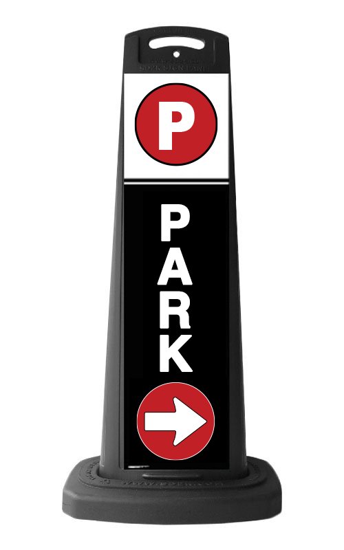 Valet Black Vertical Sign - Black Background & Park Message