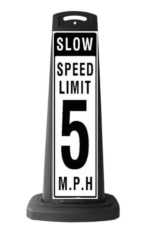 Black Vertical Sign - Slow Speed Limit Message