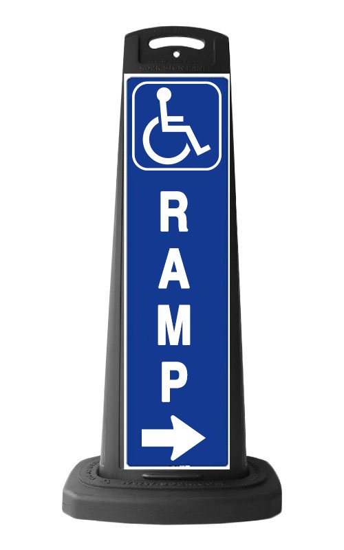 Black Vertical Sign - Handicap Ramp Message