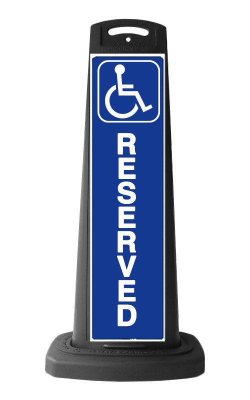 Black Vertical Sign - Handicap Reserved Message
