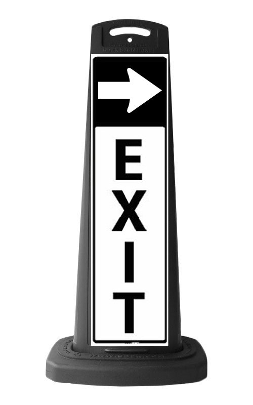 Valet Black Vertical Sign - EXIT & Arrow Message