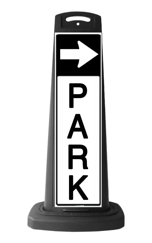 Valet Black Vertical Sign - PARK & Arrow Message