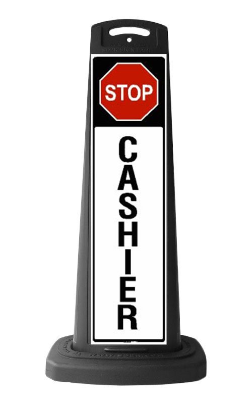 Valet Black Vertical Sign - Stop & Cashier Message