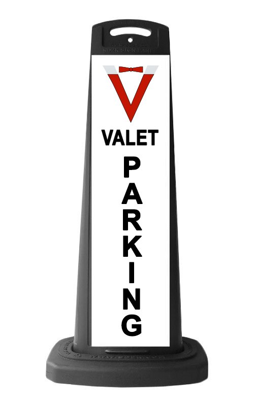 Valet Black Vertical Sign - Valet Parking Message