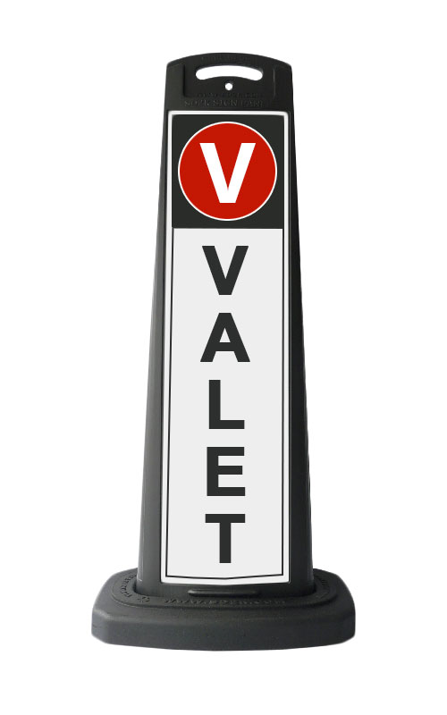 Black Vertical Sign w/Valet Message