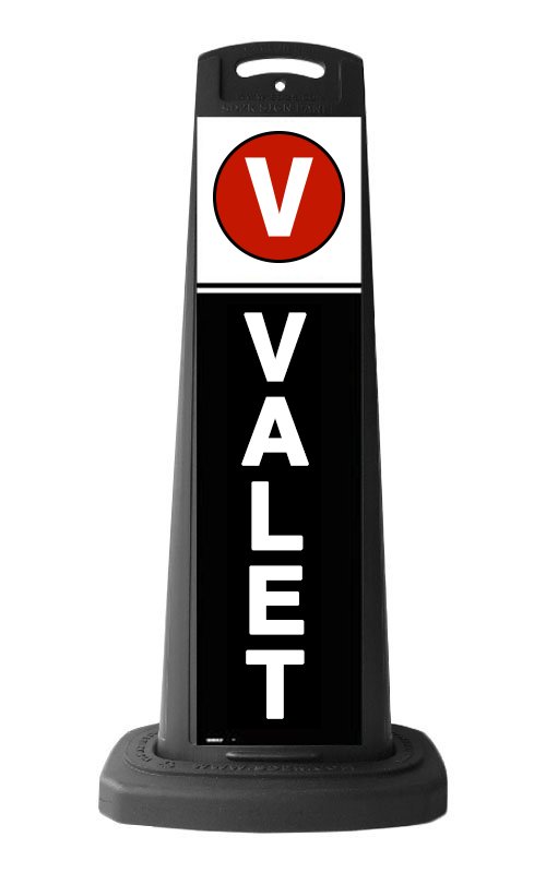 Black Vertical Sign w/Black Background & Valet Message