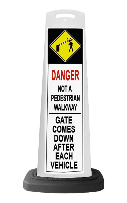 Danger White Vertical Sign - Gate Arm Warning Message