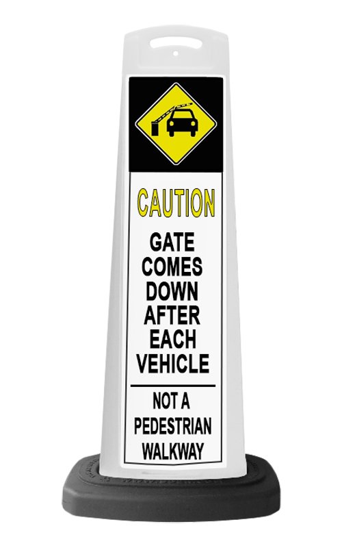 Caution White Vertical Sign - Gate Arm Warning Message