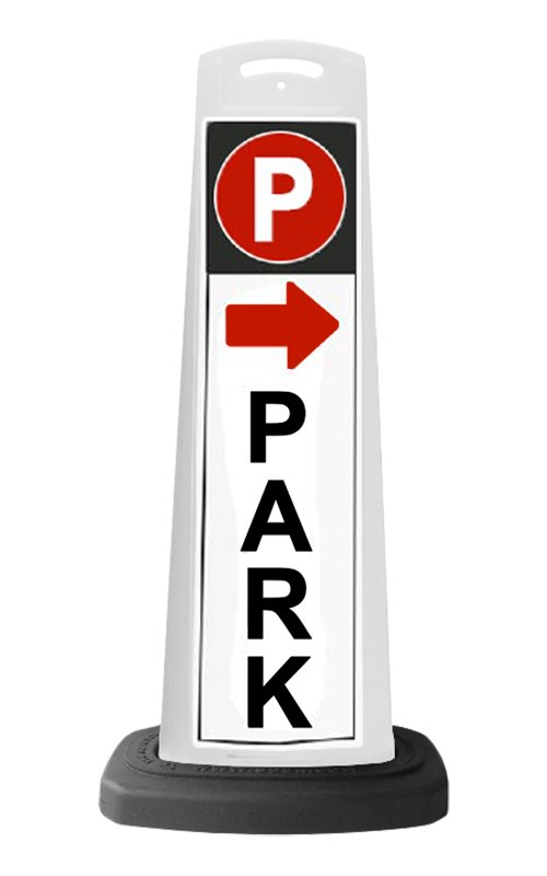 Valet White Vertical Panel w/PARK & Arrow Reflective Sign P2