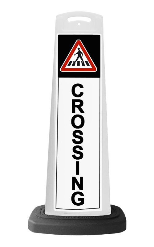 White Vertical Sign - Pedestrian Crossing Message